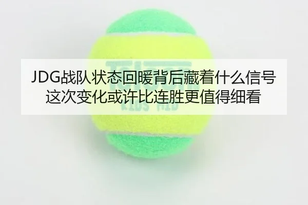 JDG战队状态回暖背后藏着什么信号这次变化或许比连胜更值得细看